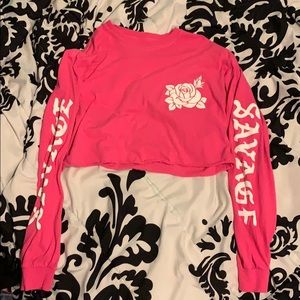 Long sleeve crop savage hot pink rose